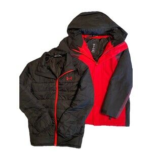 BOYS UNDER ARMOUR WESTWARD 3-in-1 JACKET COAT REMOVEABLE LINER & HOOD, SIZE M